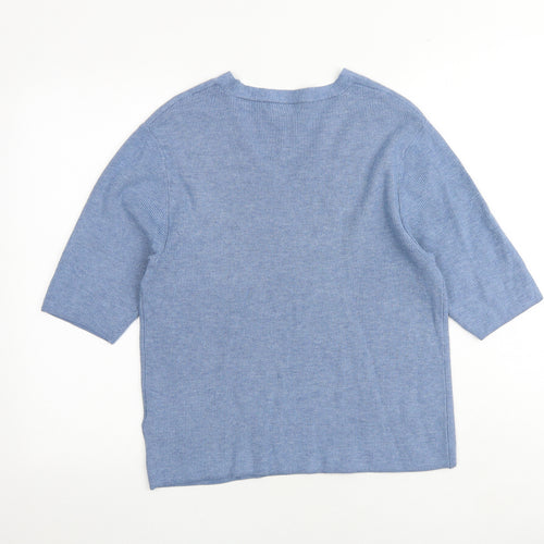 Marks and Spencer Womens Blue V-Neck Viscose Pullover Jumper Size XL