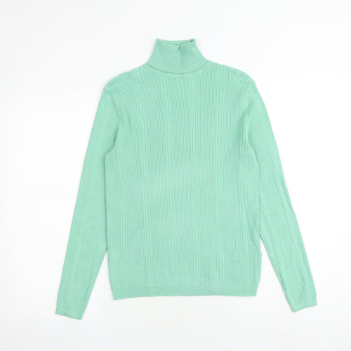 Marks and Spencer Womens Green Roll Neck Viscose Pullover Jumper Size 8