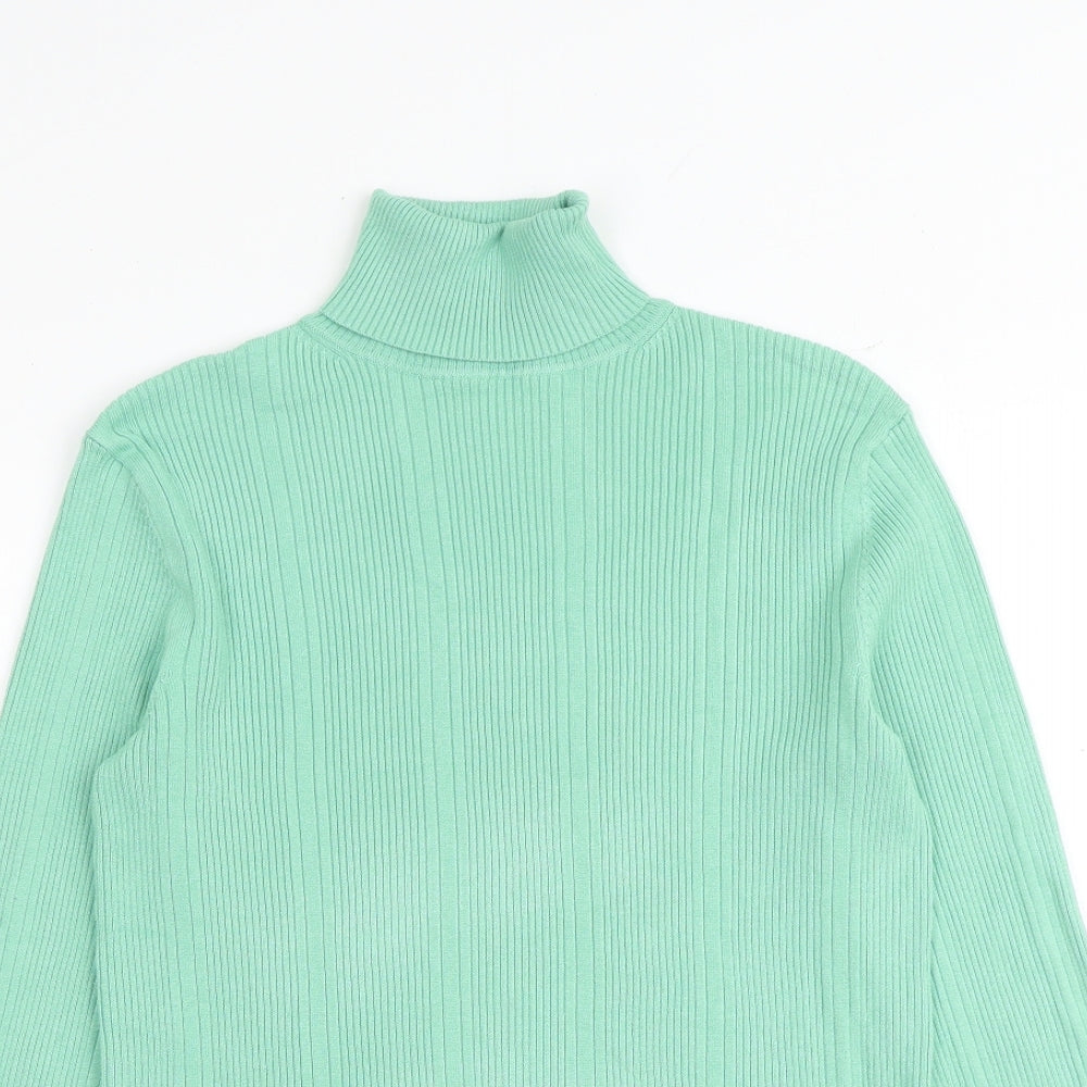 Marks and Spencer Womens Green Roll Neck Viscose Pullover Jumper Size 8