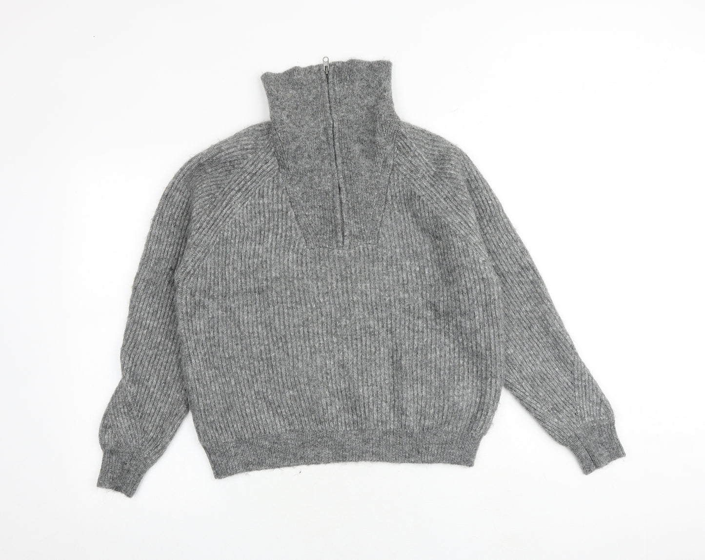 Marks and Spencer Womens Grey High Neck Acrylic Pullover Jumper Size L