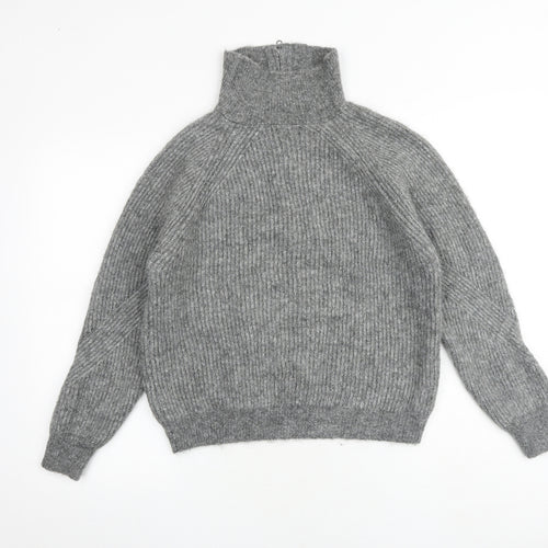 Marks and Spencer Womens Grey High Neck Acrylic Pullover Jumper Size L
