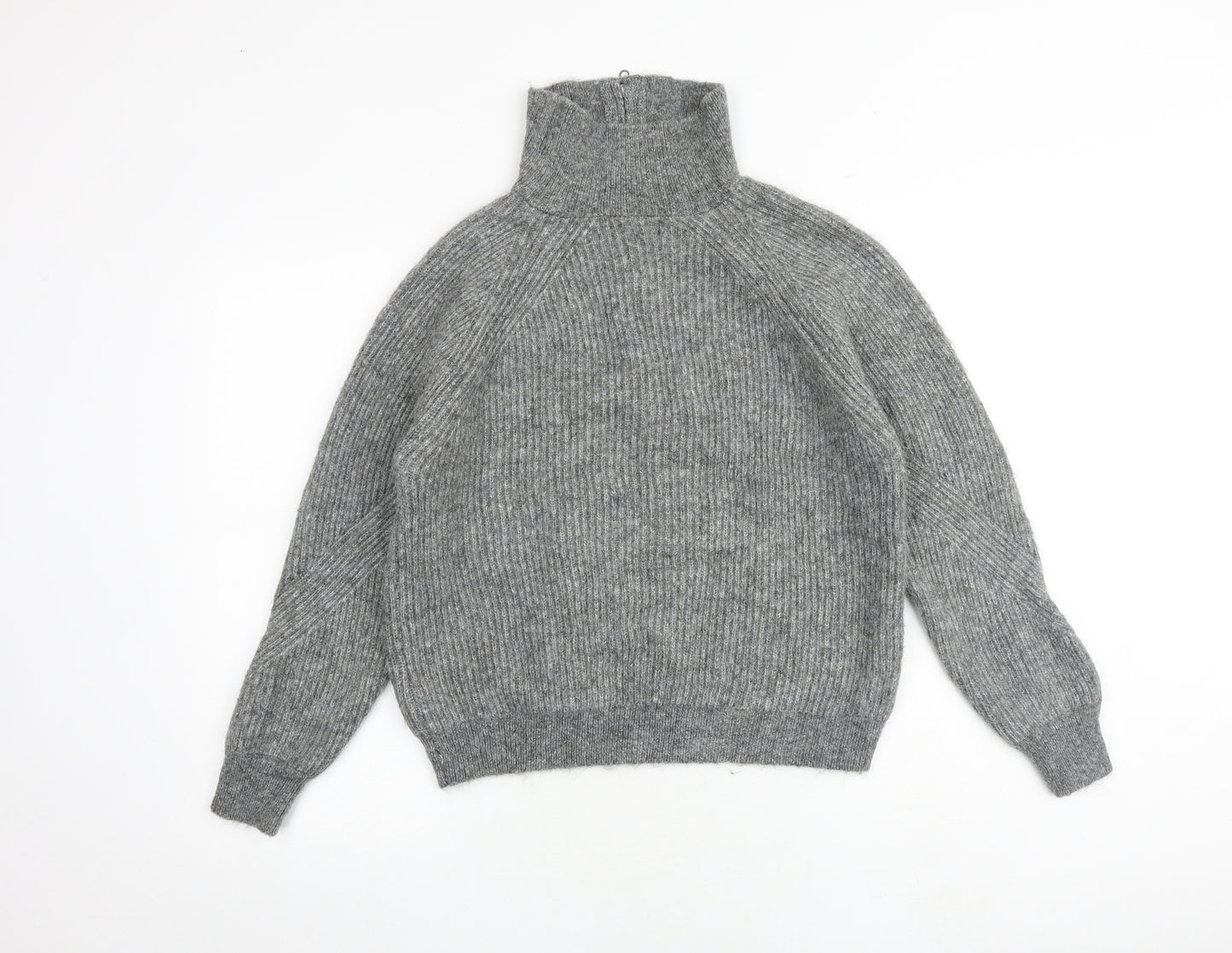 Marks and Spencer Womens Grey High Neck Acrylic Pullover Jumper Size L
