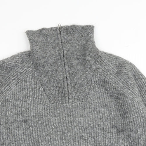 Marks and Spencer Womens Grey High Neck Acrylic Pullover Jumper Size L