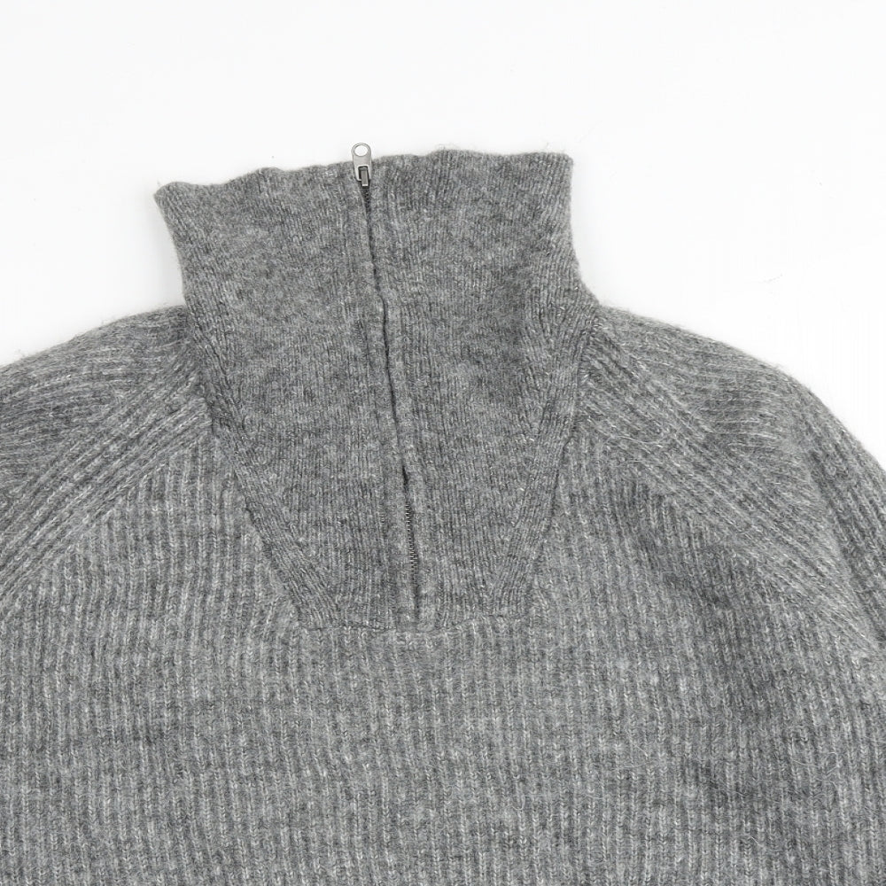 Marks and Spencer Womens Grey High Neck Acrylic Pullover Jumper Size L
