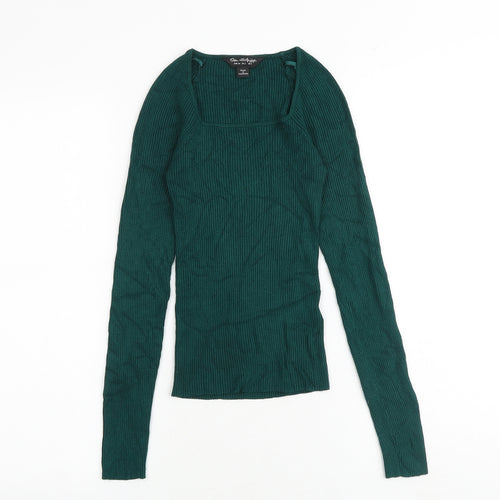 Miss Selfridge Womens Green Square Neck Viscose Pullover Jumper Size 6