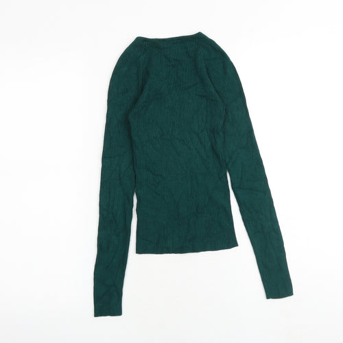Miss Selfridge Womens Green Square Neck Viscose Pullover Jumper Size 6