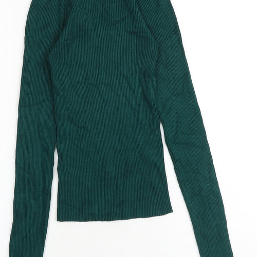 Miss Selfridge Womens Green Square Neck Viscose Pullover Jumper Size 6