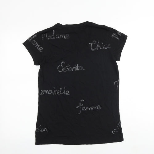 Hush Womens Black Cotton Basic T-Shirt Size XS Round Neck - Senorita