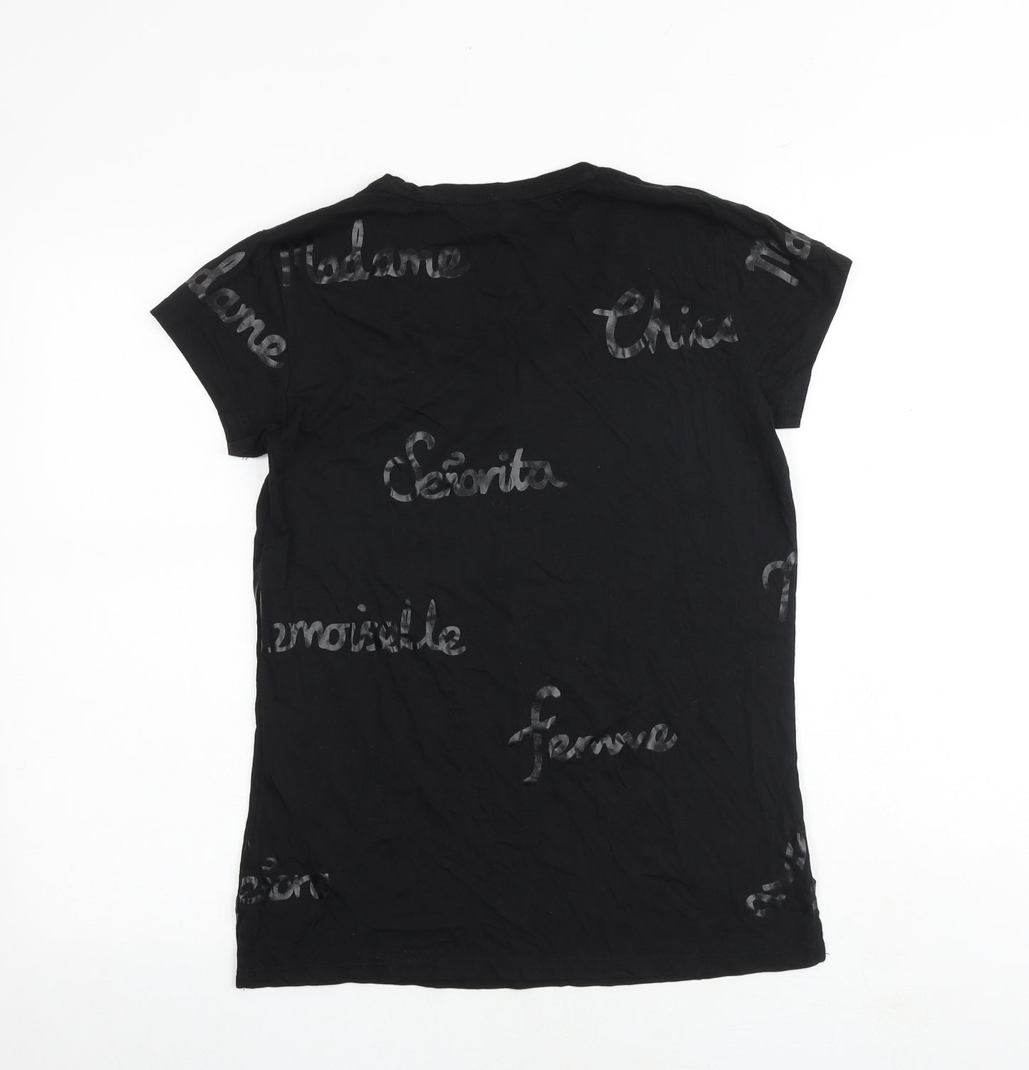 Hush Womens Black Cotton Basic T-Shirt Size XS Round Neck - Senorita
