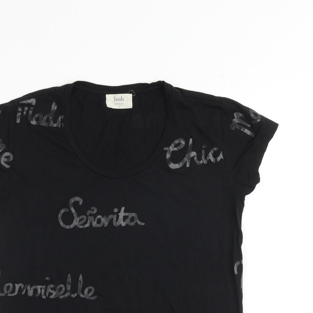 Hush Womens Black Cotton Basic T-Shirt Size XS Round Neck - Senorita