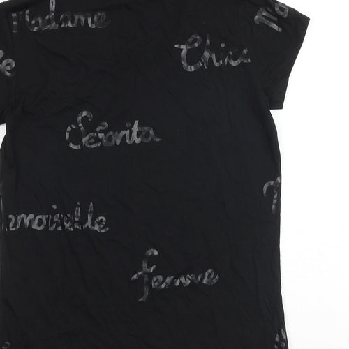 Hush Womens Black Cotton Basic T-Shirt Size XS Round Neck - Senorita