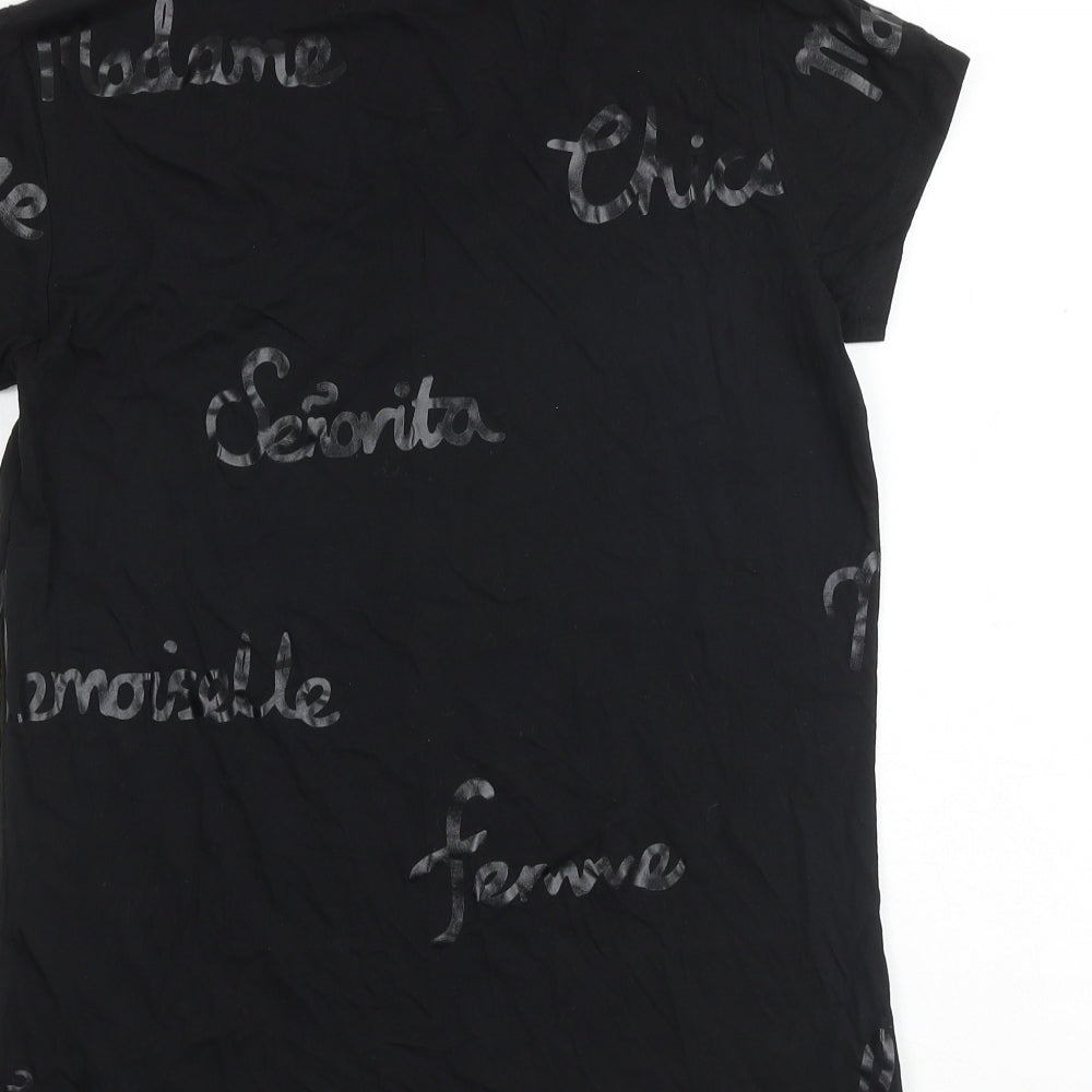 Hush Womens Black Cotton Basic T-Shirt Size XS Round Neck - Senorita