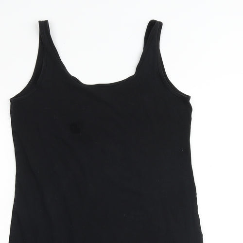 H&M Womens Black Paisley Cotton Tank Dress Size L Scoop Neck Pullover