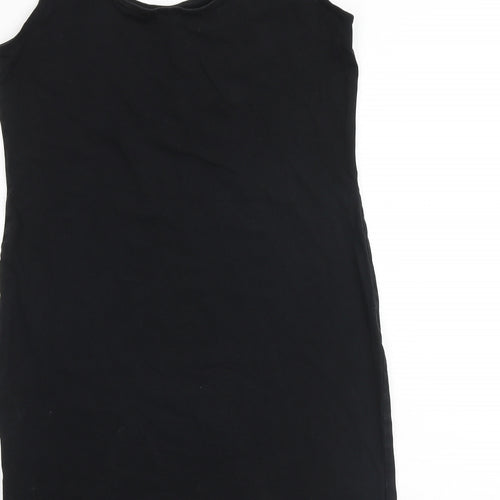 H&M Womens Black Paisley Cotton Tank Dress Size L Scoop Neck Pullover