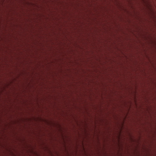 Marks and Spencer Mens Red Round Neck Cotton Pullover Jumper Size 2XL Long Sleeve