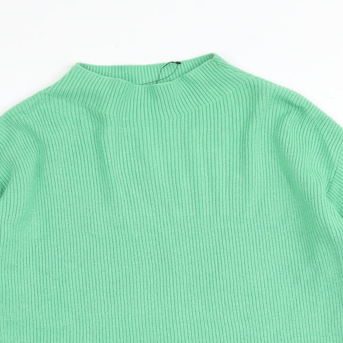 Marks and Spencer Womens Green High Neck Viscose Pullover Jumper Size S