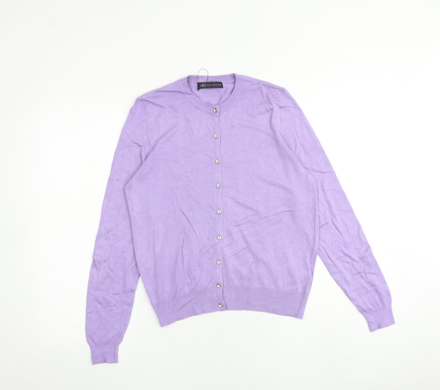 Marks and Spencer Womens Purple Round Neck Viscose Cardigan Jumper Size 14