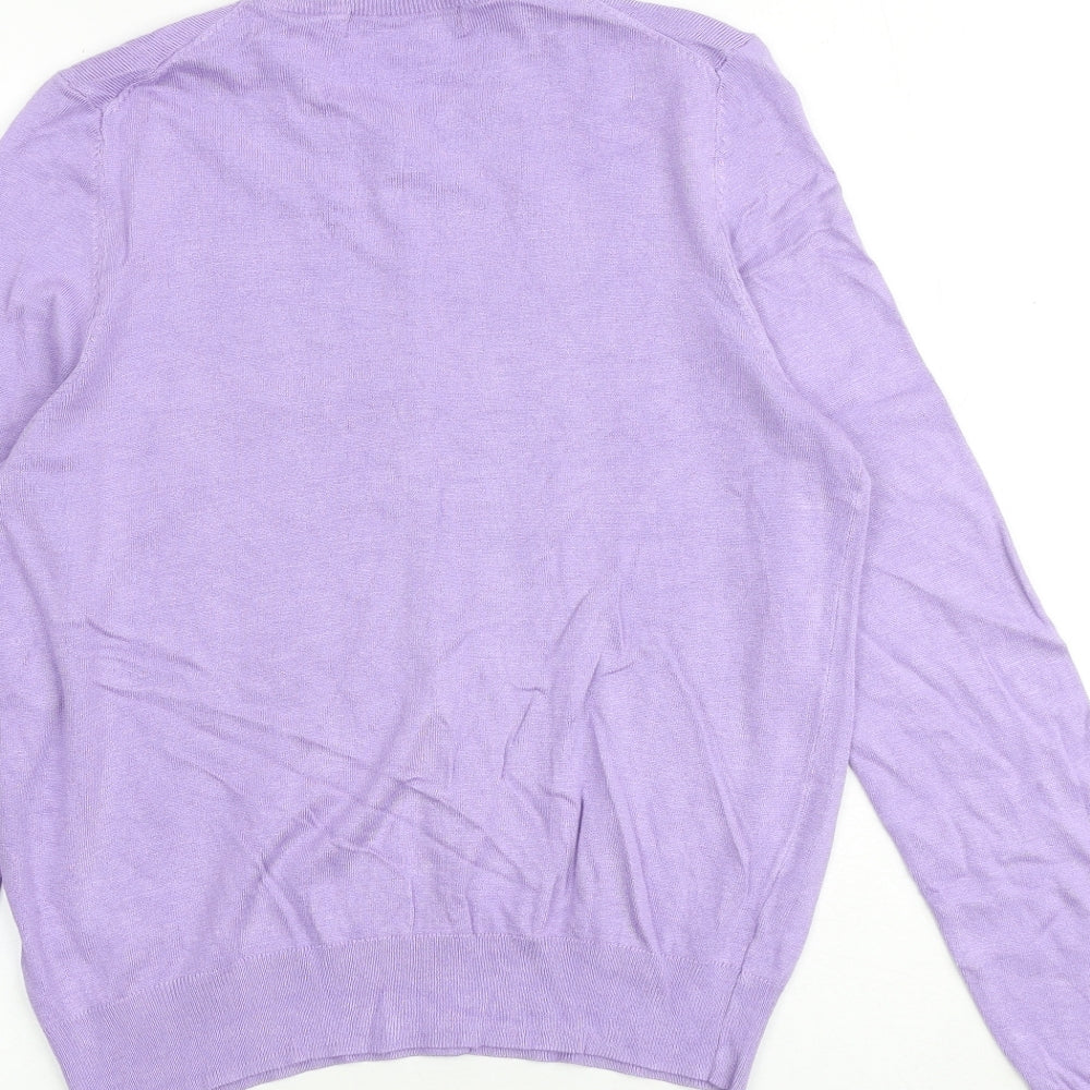Marks and Spencer Womens Purple Round Neck Viscose Cardigan Jumper Size 14