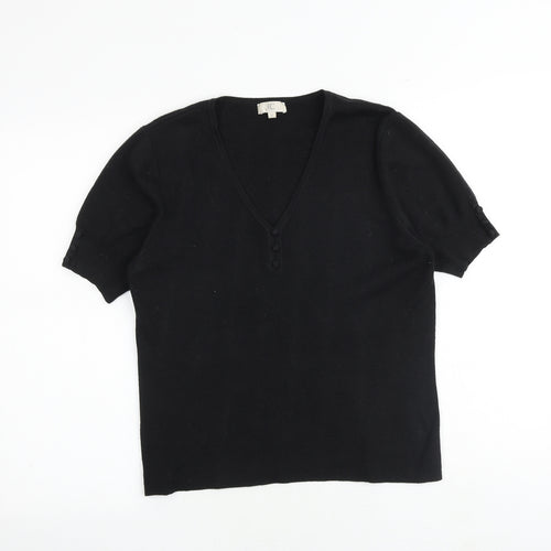 CC Womens Black V-Neck Viscose Pullover Jumper Size M
