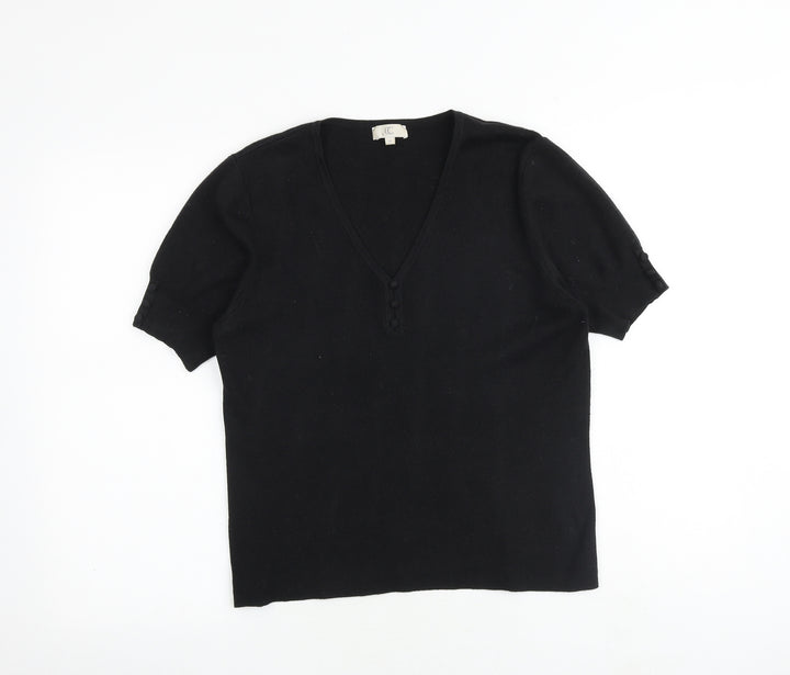 CC Womens Black V-Neck Viscose Pullover Jumper Size M