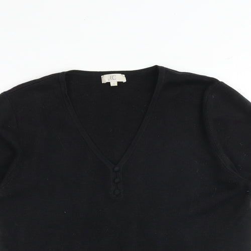 CC Womens Black V-Neck Viscose Pullover Jumper Size M