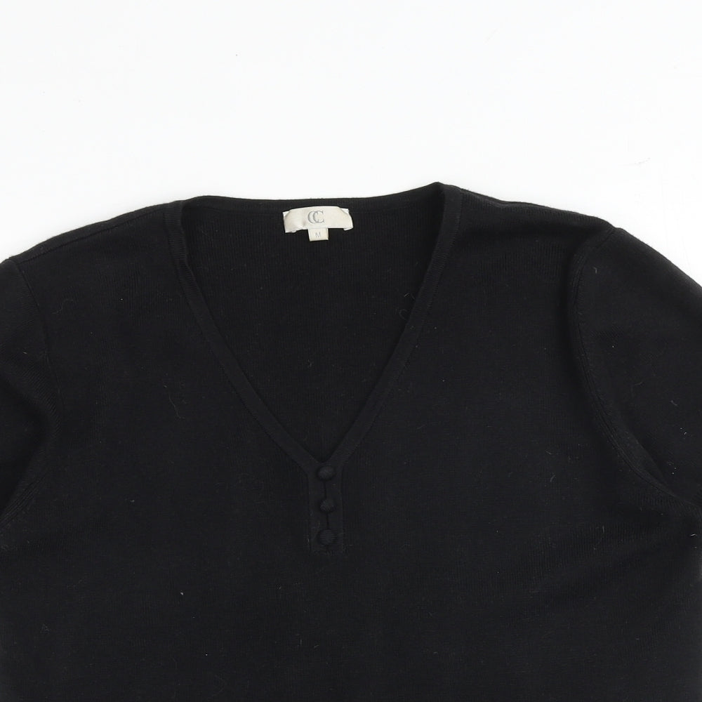 CC Womens Black V-Neck Viscose Pullover Jumper Size M