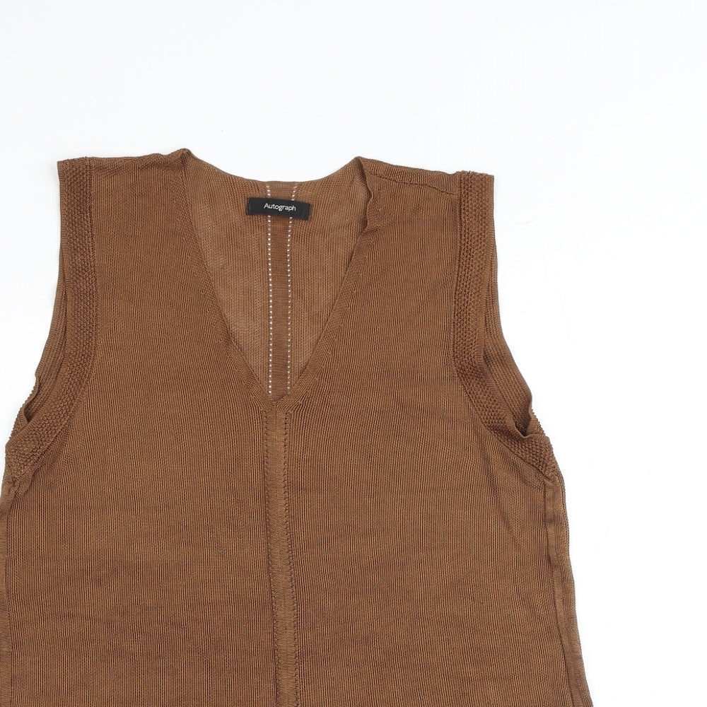Autograph Womens Brown Viscose Basic Tank Size 10 V-Neck