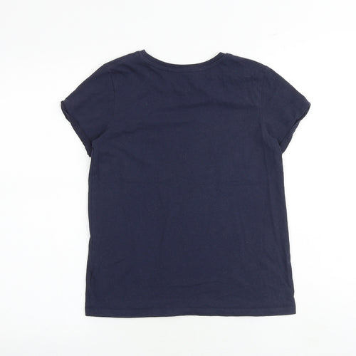 NEXT Girls Blue 100% Cotton Basic T-Shirt Size 12 Years Round Neck Pullover