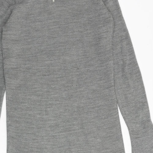 Dorothy Perkins Womens Grey Acrylic Jumper Dress Size 10 Boat Neck Zip