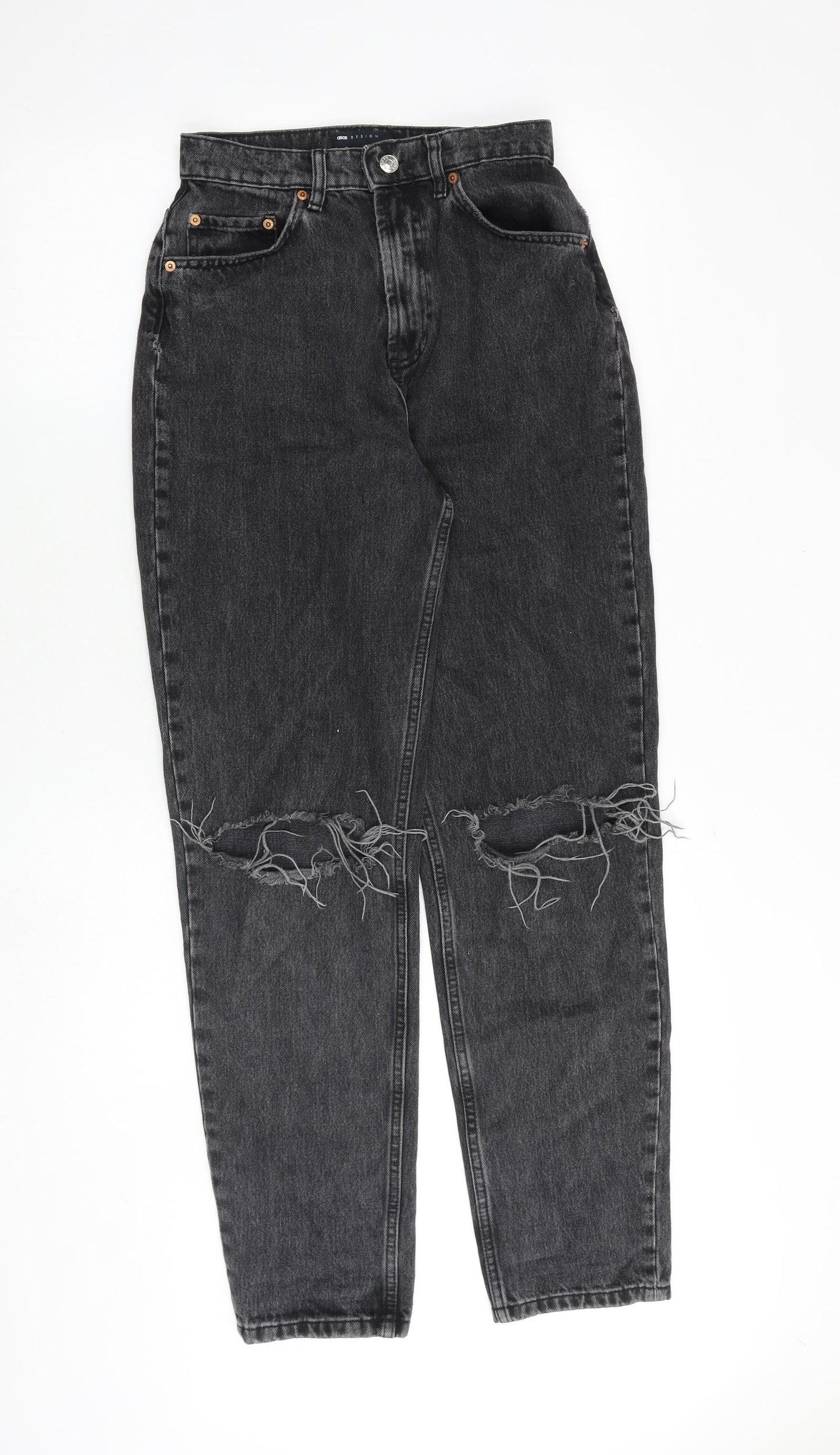 ASOS Womens Grey Cotton Tapered Jeans Size 26 in L32 in Regular Zip