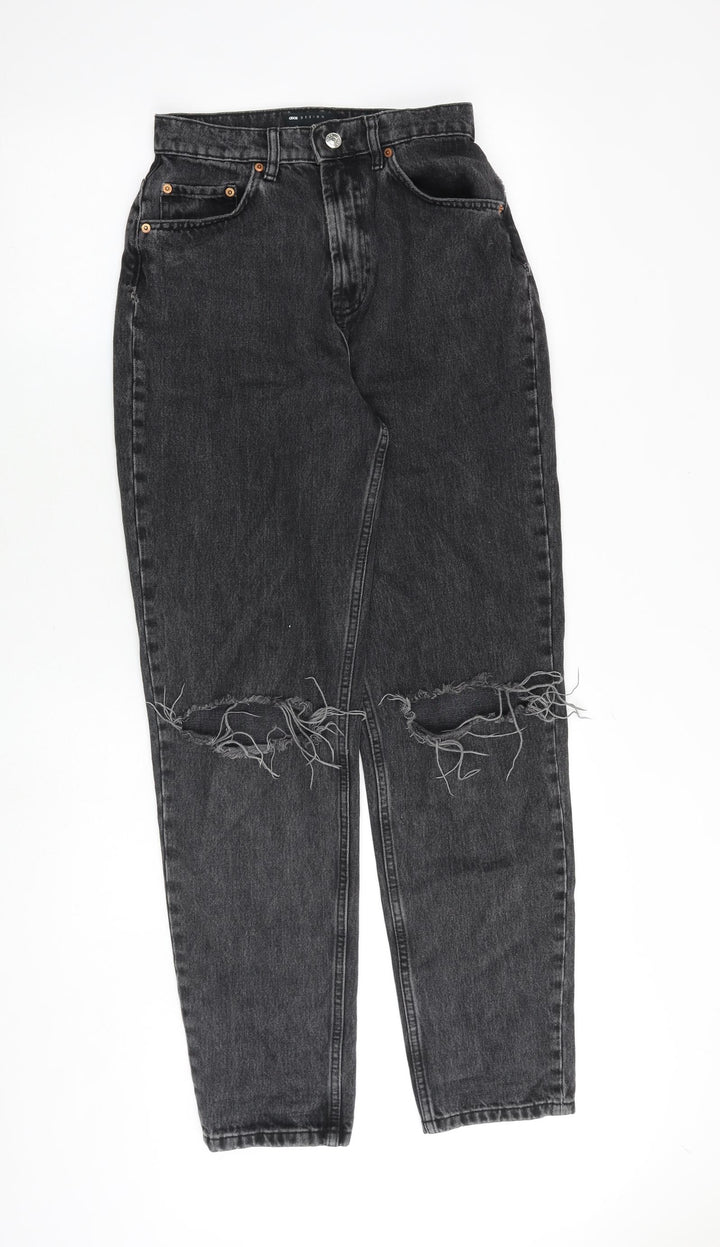 ASOS Womens Grey Cotton Tapered Jeans Size 26 in L32 in Regular Zip