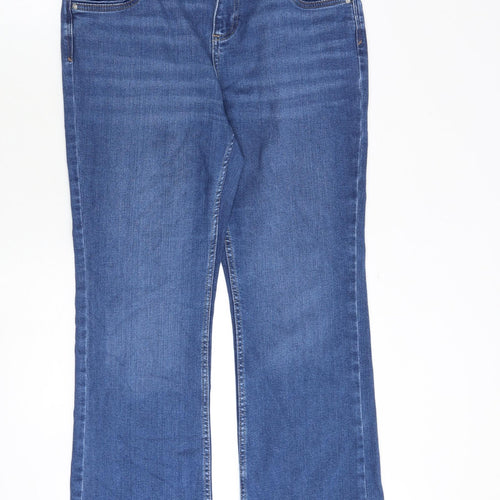 NEXT Womens Blue Cotton Bootcut Jeans Size 16 Regular Zip