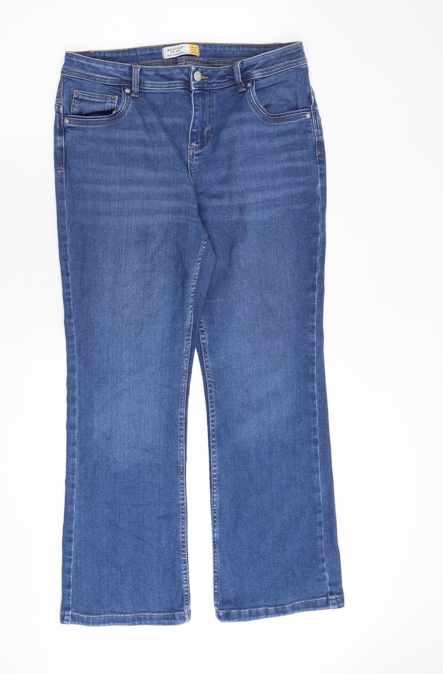 NEXT Womens Blue Cotton Bootcut Jeans Size 16 Regular Zip