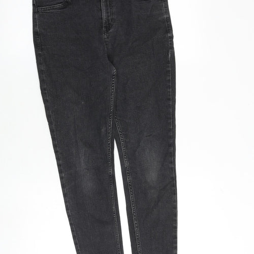 Marks and Spencer Womens Grey Cotton Skinny Jeans Size 12 Slim Zip