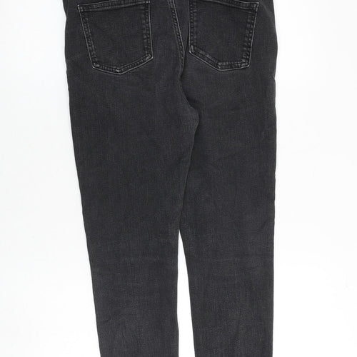 Marks and Spencer Womens Grey Cotton Skinny Jeans Size 12 Slim Zip