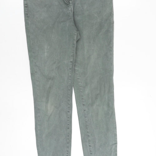 NEXT Womens Green Cotton Tapered Jeans Size 8 Slim Zip