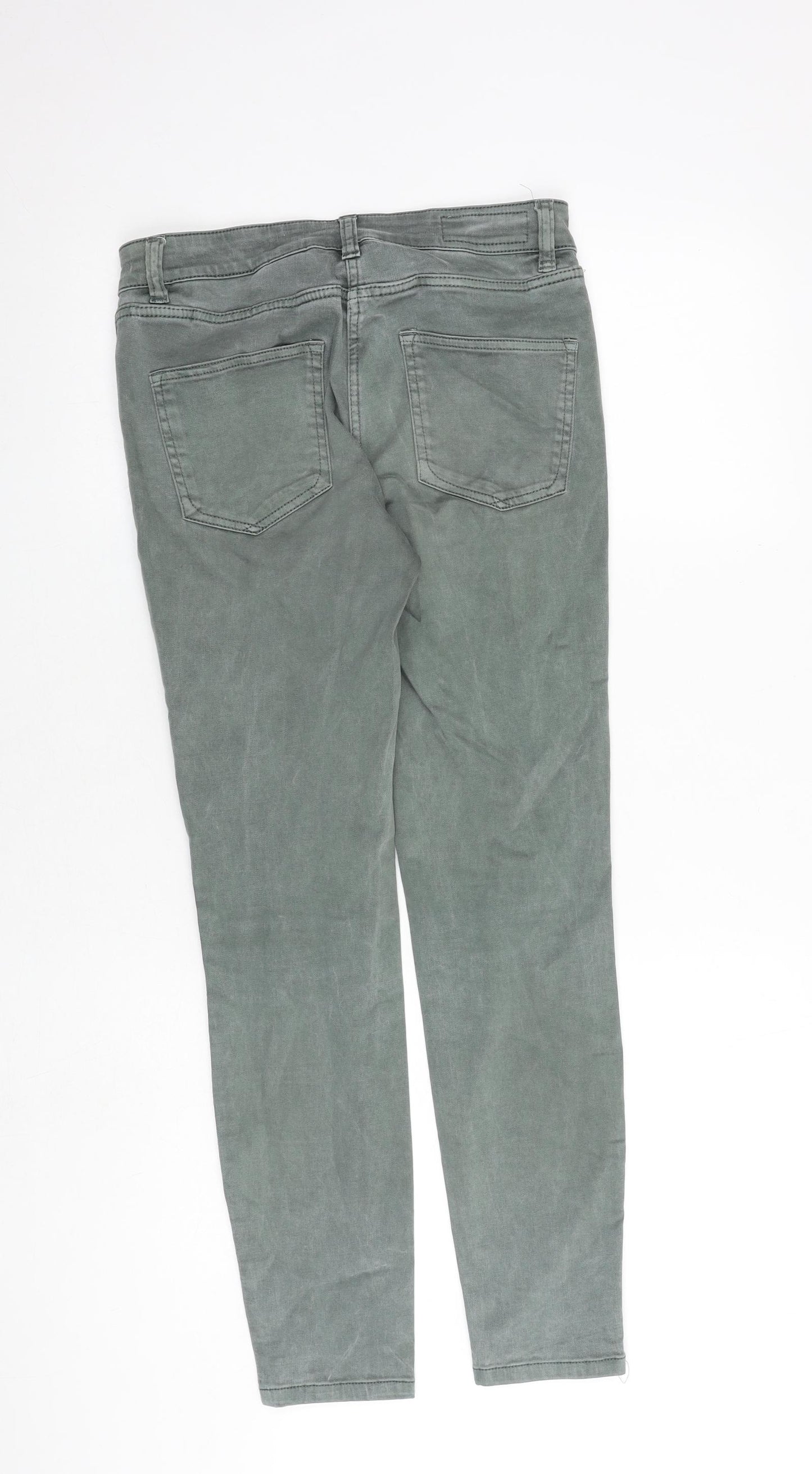 NEXT Womens Green Cotton Tapered Jeans Size 8 Slim Zip