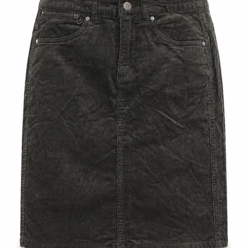Fransa Womens Green Cotton A-Line Skirt Size 6 Zip