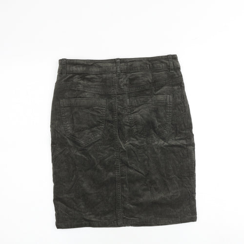 Fransa Womens Green Cotton A-Line Skirt Size 6 Zip