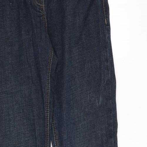 NEXT Womens Blue Cotton Straight Jeans Size 14 Slim Zip