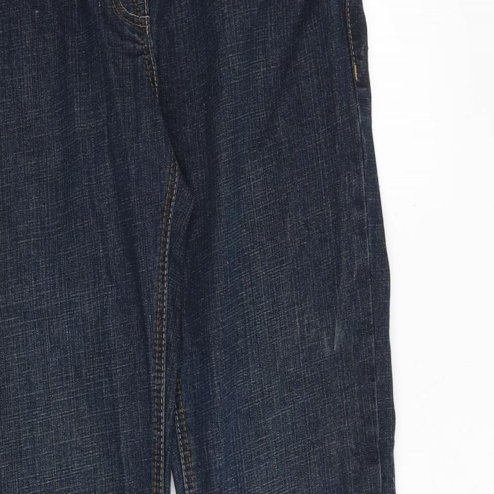 NEXT Womens Blue Cotton Straight Jeans Size 14 Slim Zip