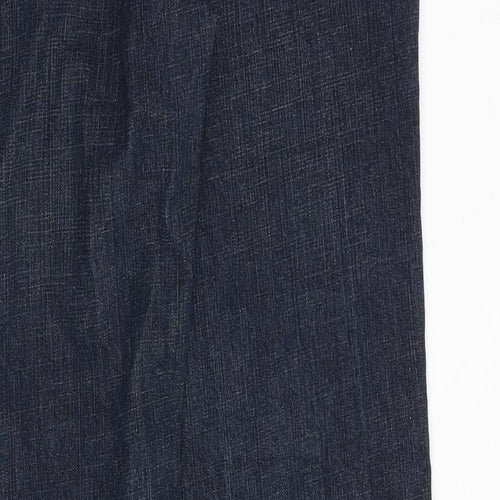 NEXT Womens Blue Cotton Straight Jeans Size 14 Slim Zip