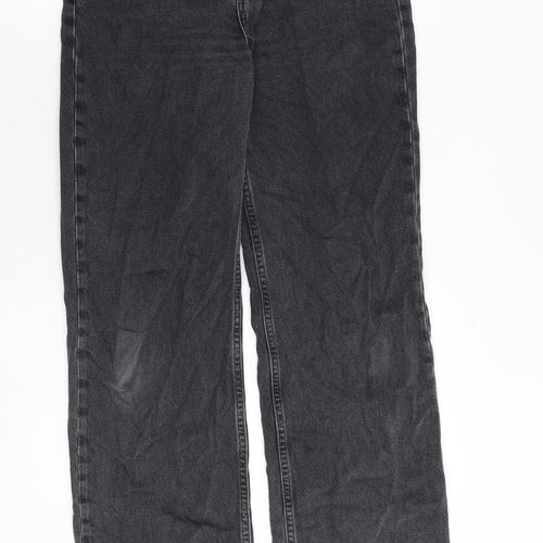 Pull&Bear Womens Grey Cotton Bootcut Jeans Size 8 Regular Zip - Frayed Hem