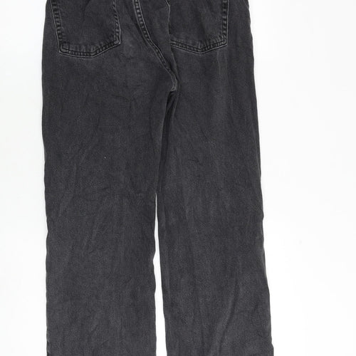 Pull&Bear Womens Grey Cotton Bootcut Jeans Size 8 Regular Zip - Frayed Hem