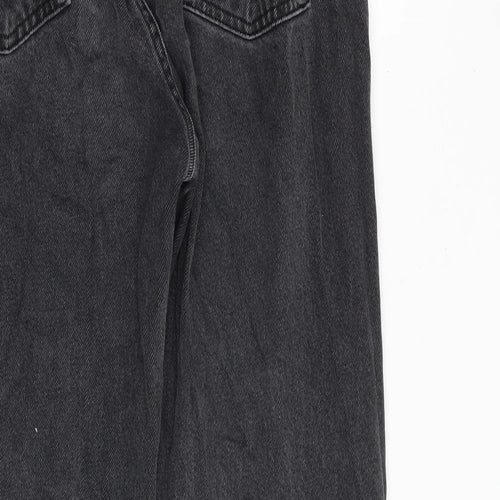 Pull&Bear Womens Grey Cotton Bootcut Jeans Size 8 Regular Zip - Frayed Hem
