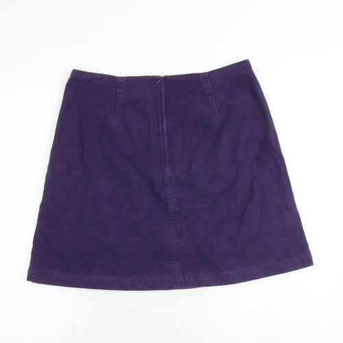 Boden Womens Purple Cotton A-Line Skirt Size 14 Zip