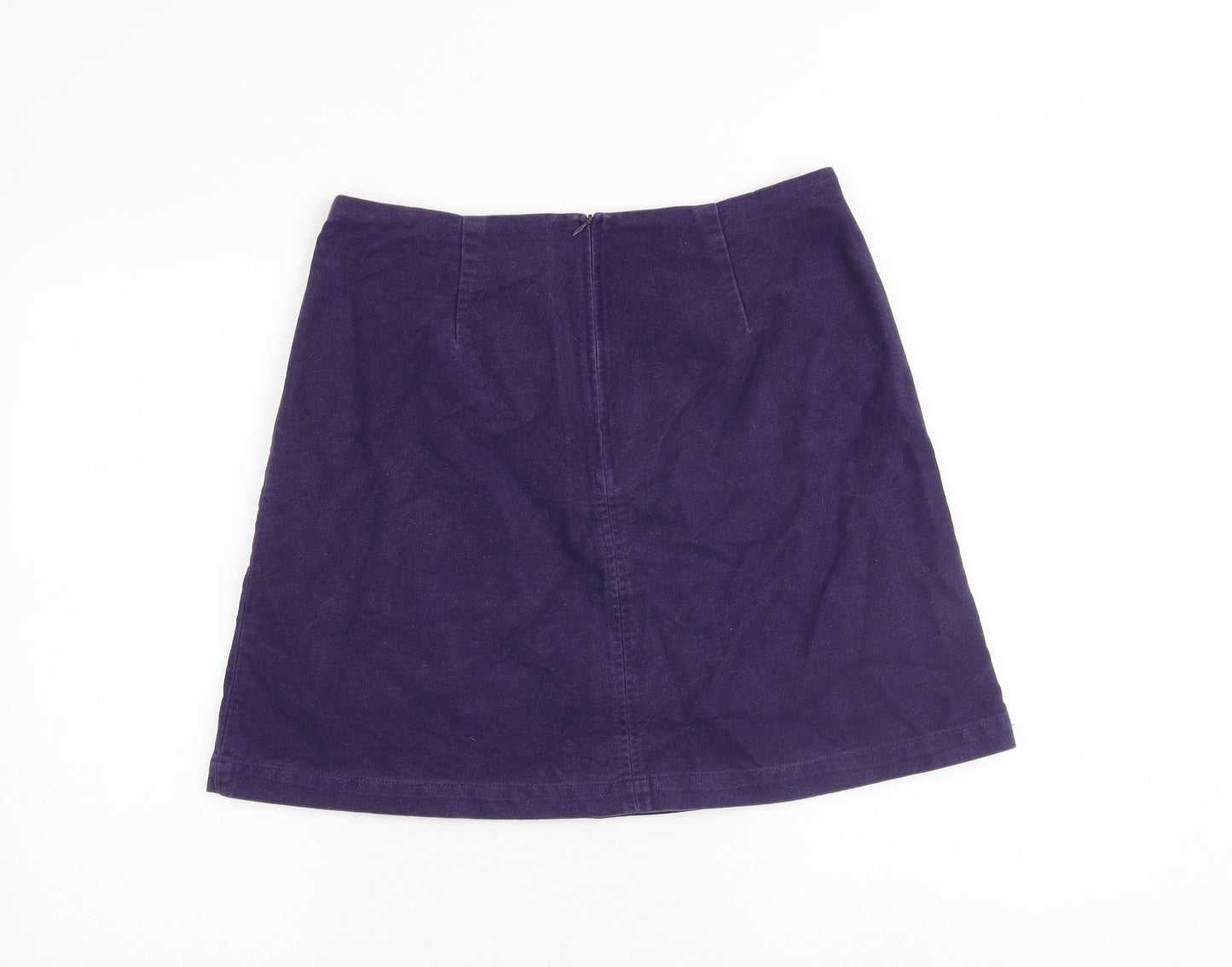 Boden Womens Purple Cotton A-Line Skirt Size 14 Zip
