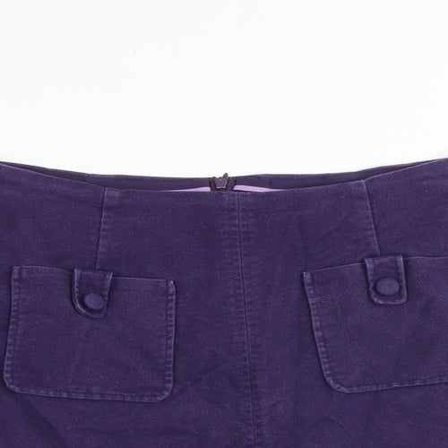 Boden Womens Purple Cotton A-Line Skirt Size 14 Zip