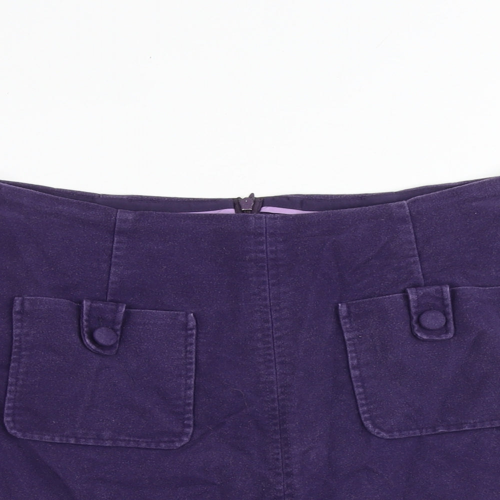 Boden Womens Purple Cotton A-Line Skirt Size 14 Zip