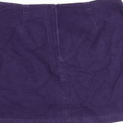 Boden Womens Purple Cotton A-Line Skirt Size 14 Zip